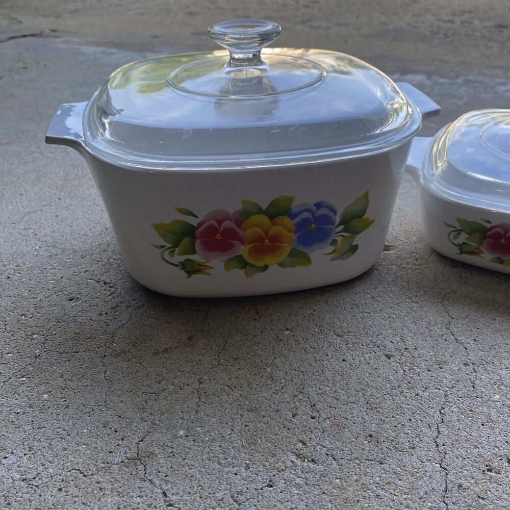 Corning Ware Summer Blush Lot 2 A-3-B 3Qt A-1-B 1Qt Casserole Pyrex Lids - Picture 2 of 9